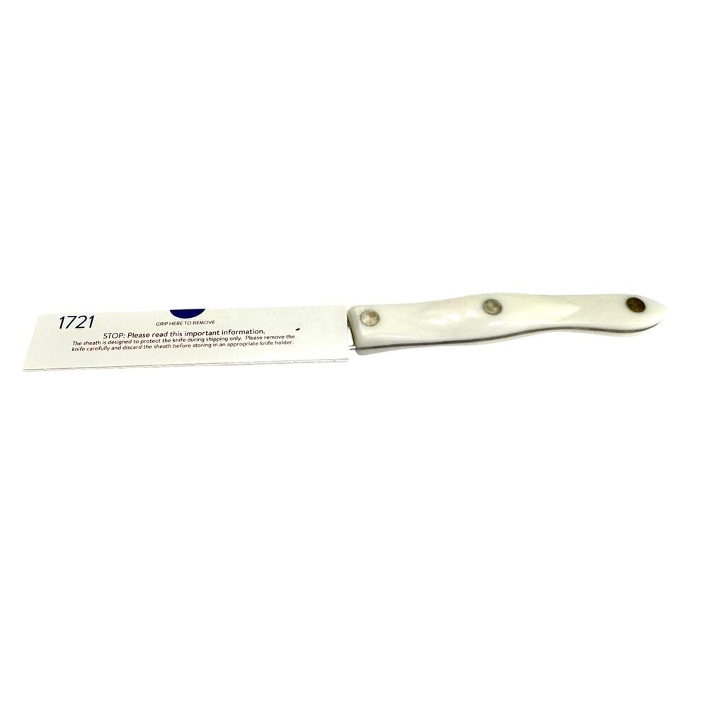 Cutco 1721 KQ Trimmer Knife Pearl White Handle Double-D Edge USA + Sleeve
